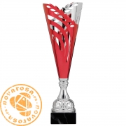 Silver and red economic design cup